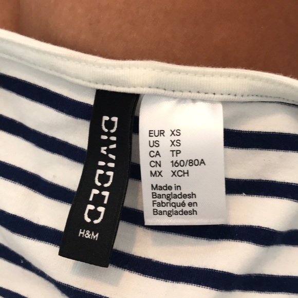 H&M Navy and White Striped Lace Up Tank Top - Picture 4 of 4